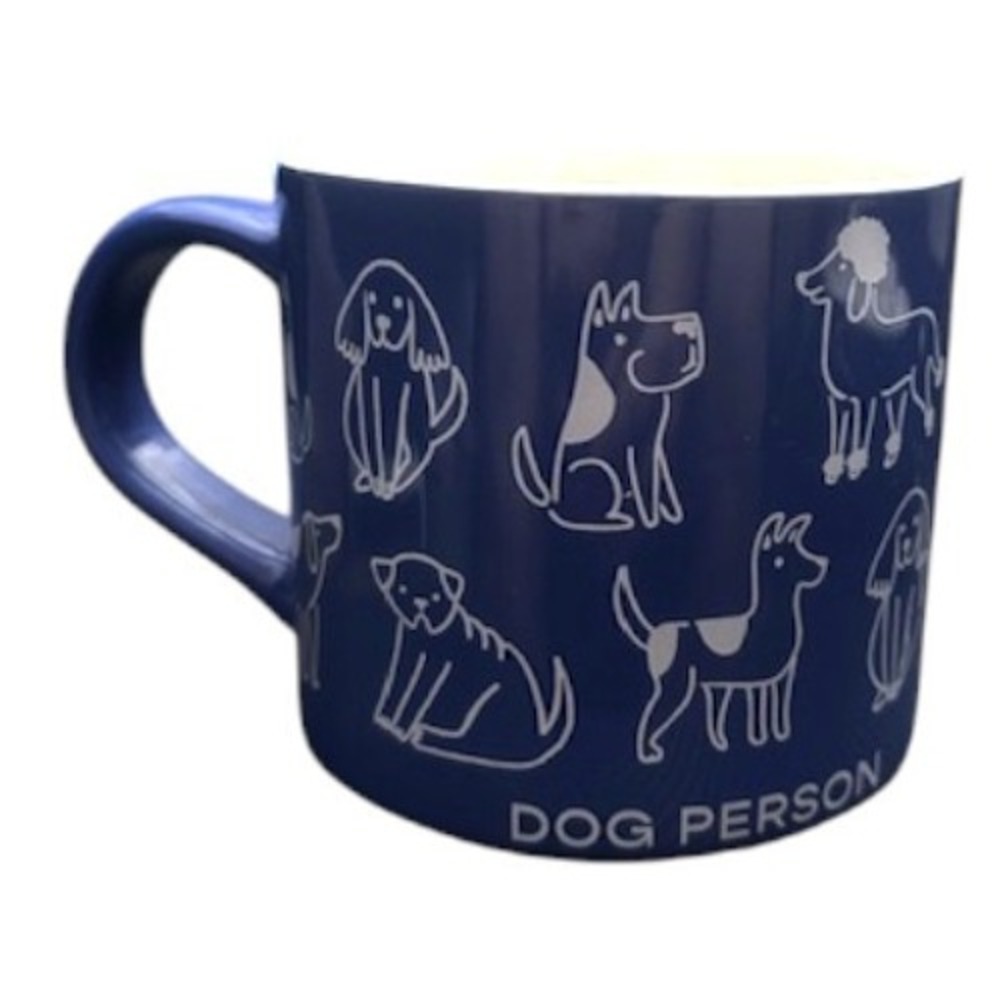 Parker Lane Dog Person‎ Blue Ceramic Coffee Mug with Cute Dog Illustrations